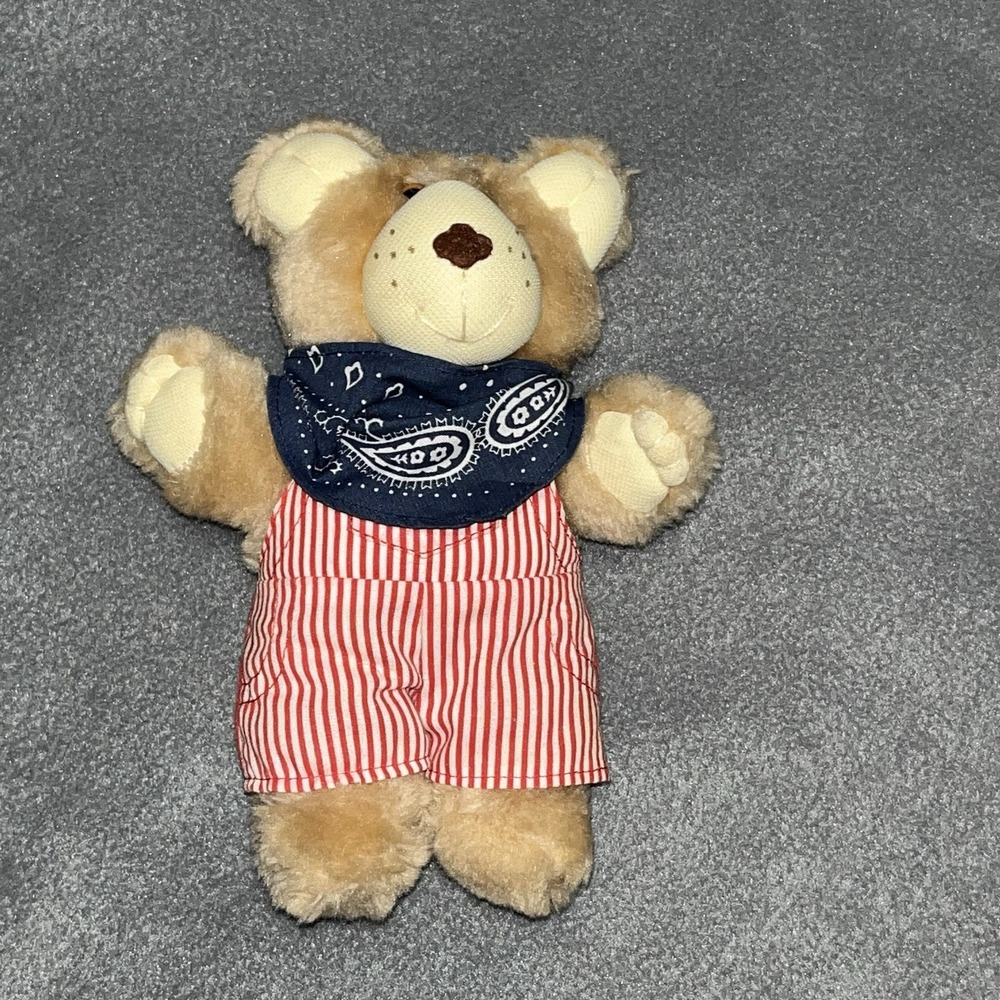 Vintage Dudley Furskins Wendy's‎ My Teddy Bear 1986 Plush Stuffed Red Striped 7"